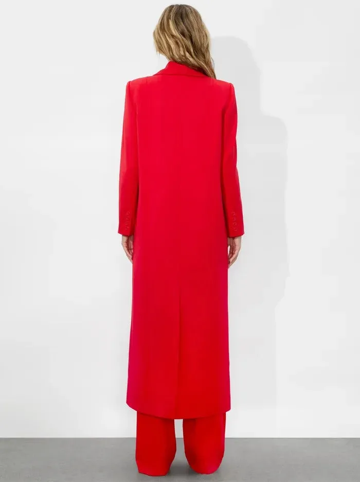 Alice   Olivia Colley Notch Collar Maxi Blazer in Bright Ruby