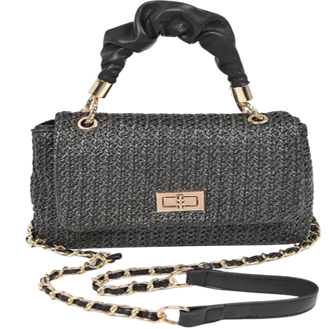 Better Than Maldives Black Straw Vacation Bag