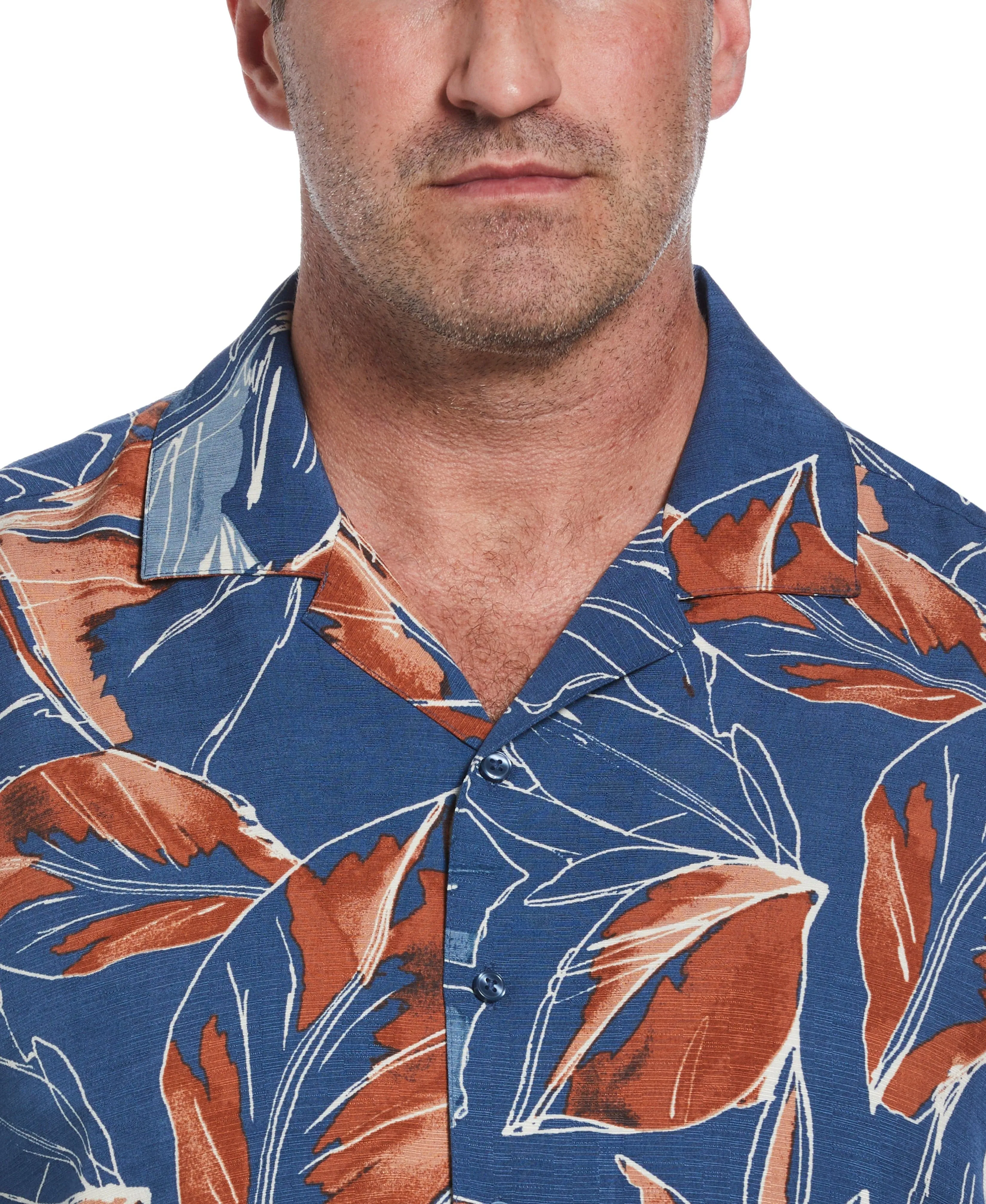 Big & Tall Oversized Tropical Sketch Print Shirt