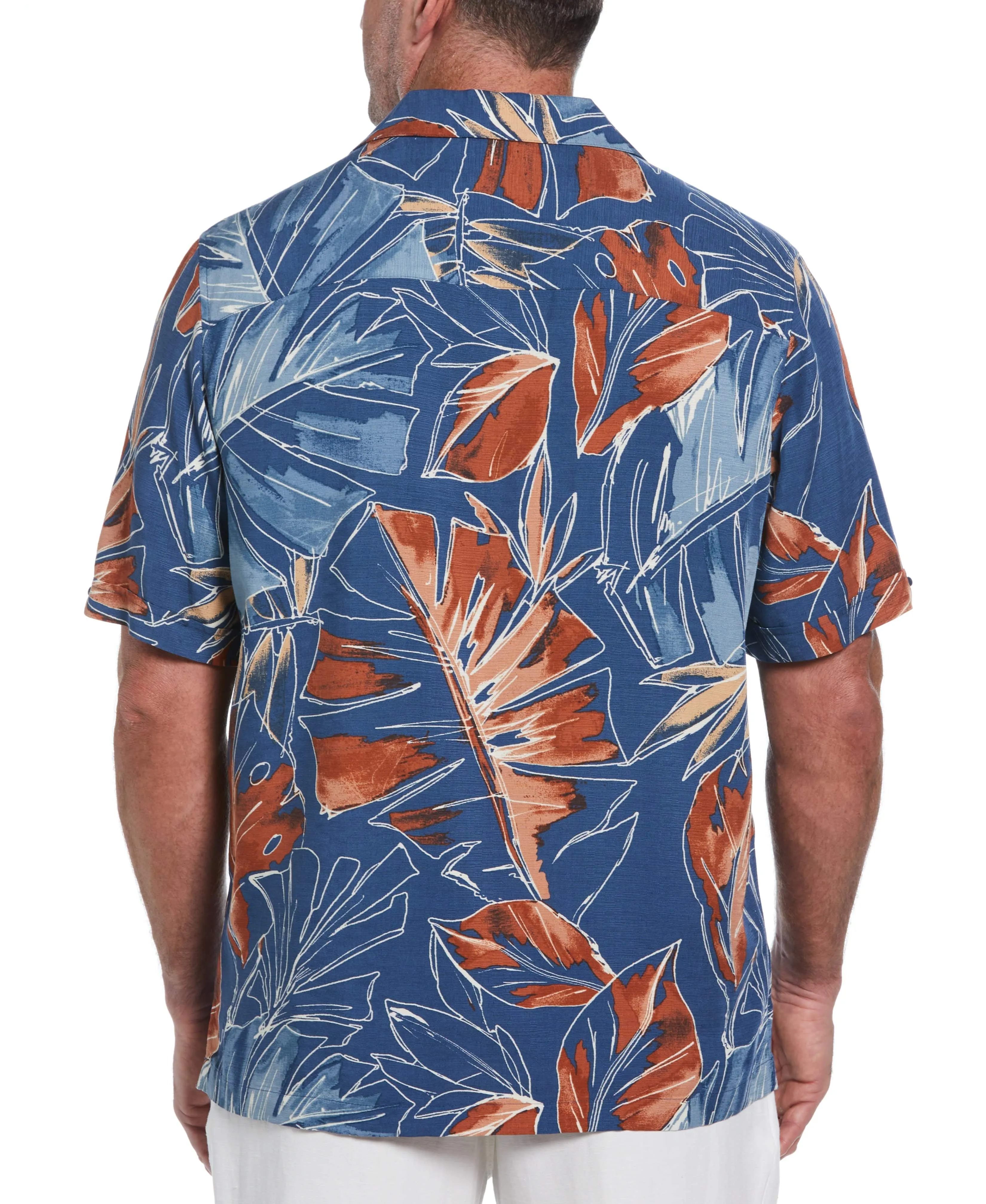 Big & Tall Oversized Tropical Sketch Print Shirt