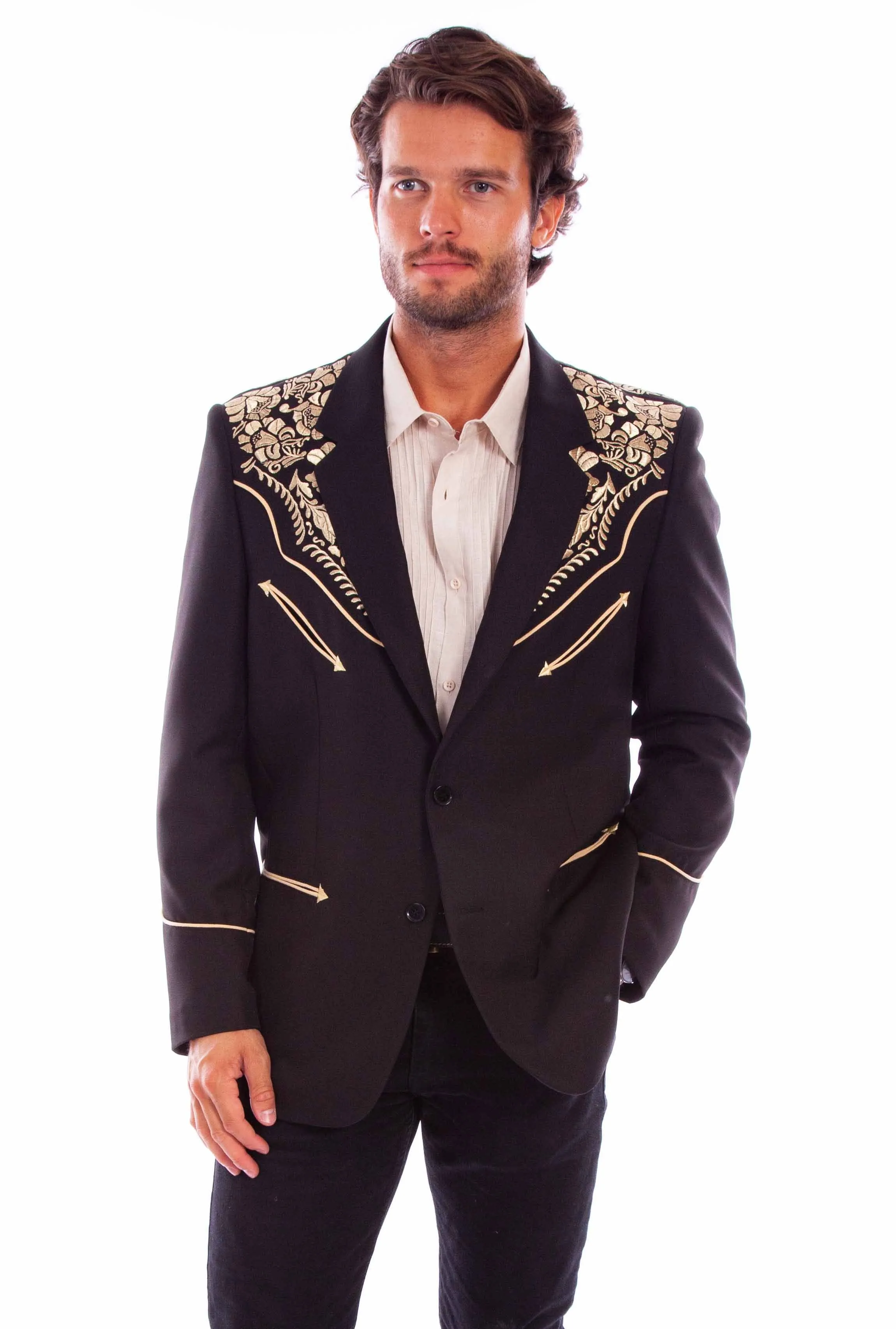 Blazer, Men's Western Embroidered Blazer -Multiple Colors- Style P916