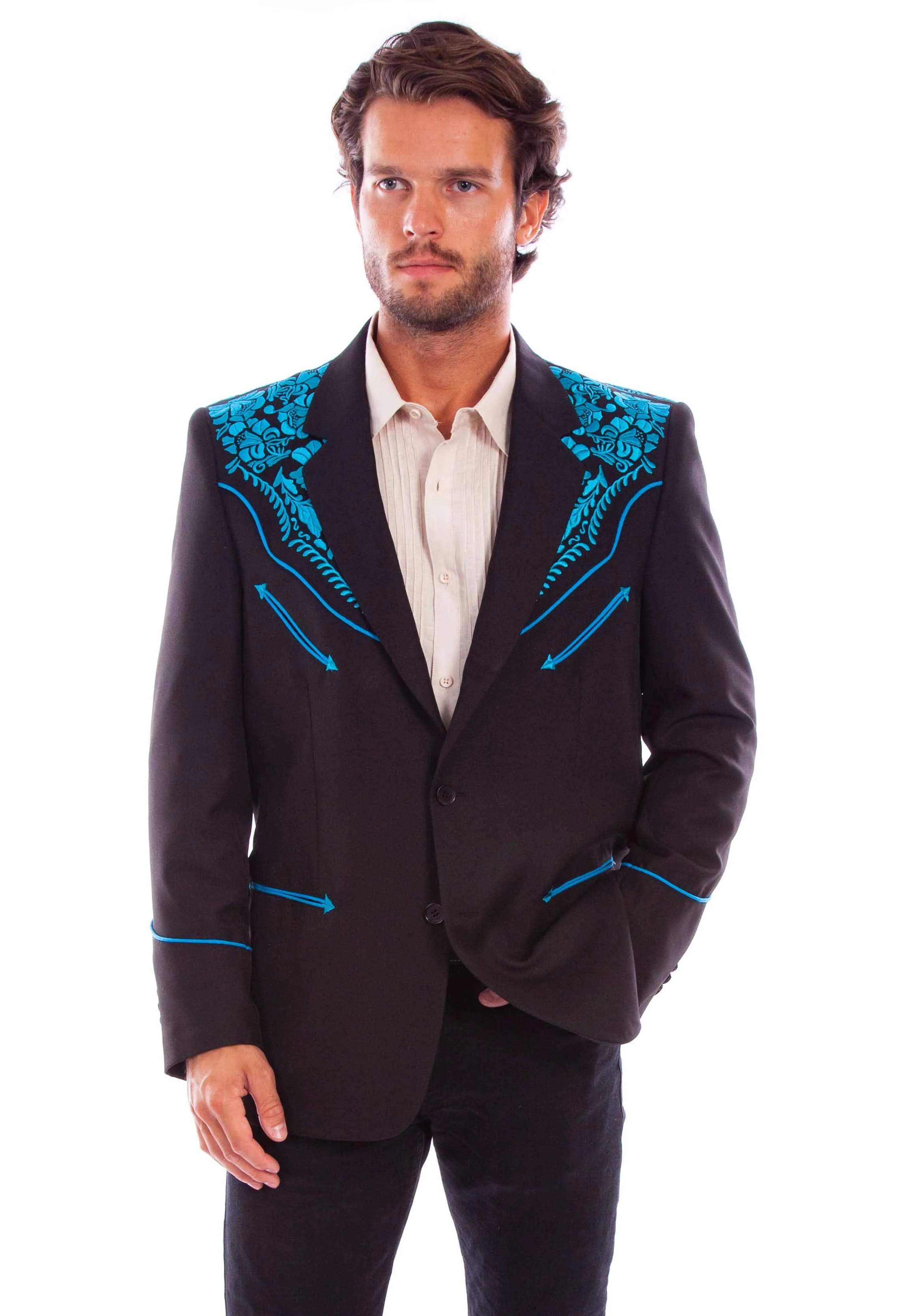 Blazer, Men's Western Embroidered Blazer -Multiple Colors- Style P916