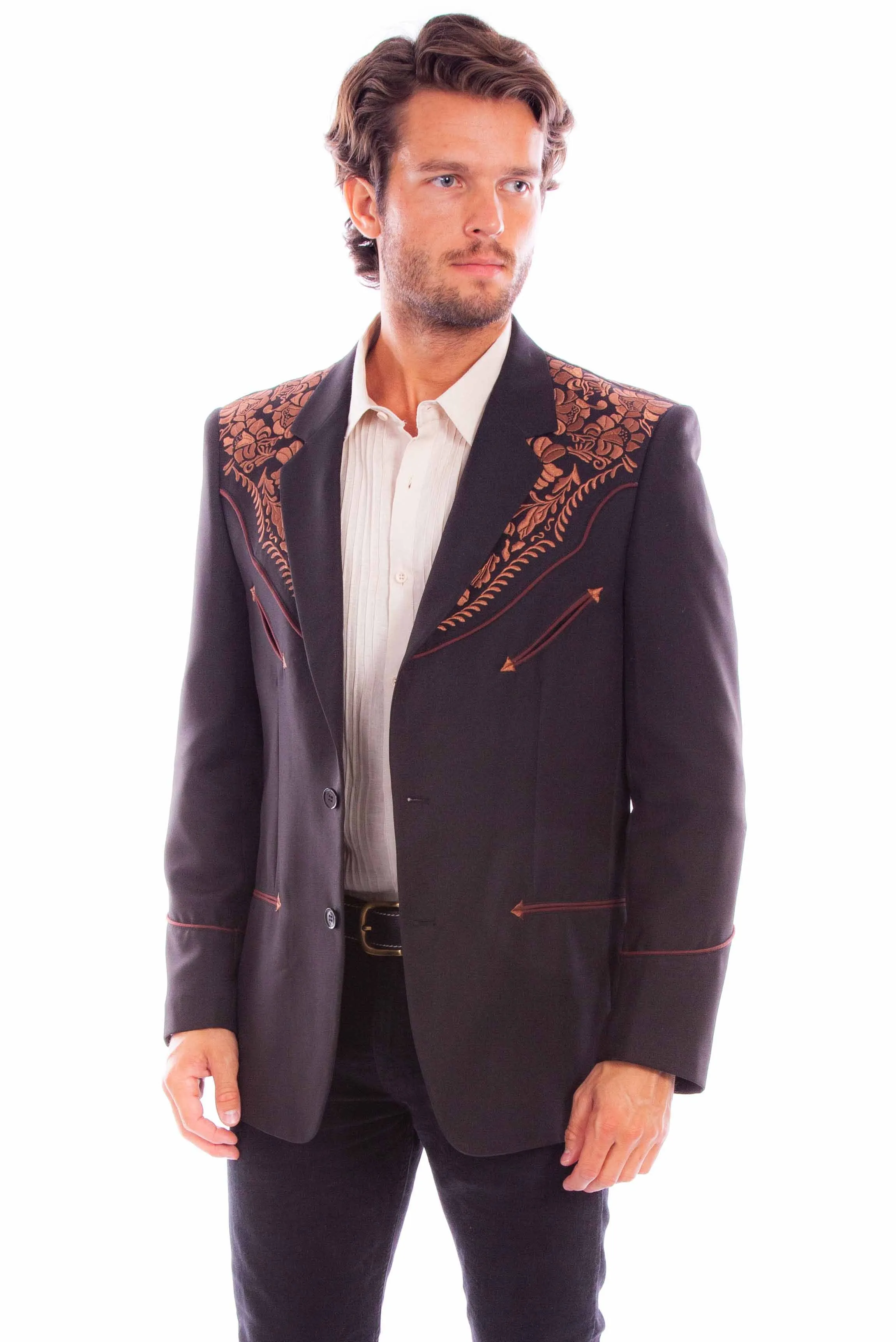Blazer, Men's Western Embroidered Blazer -Multiple Colors- Style P916