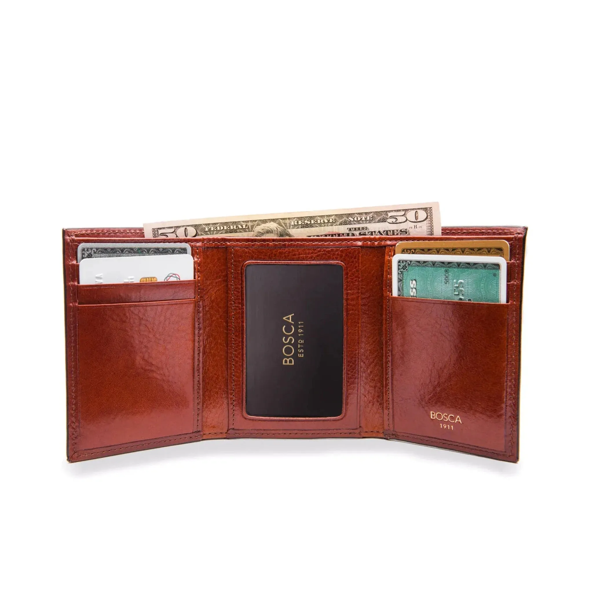 Bosca Old Leather Double ID Trifold Wallet