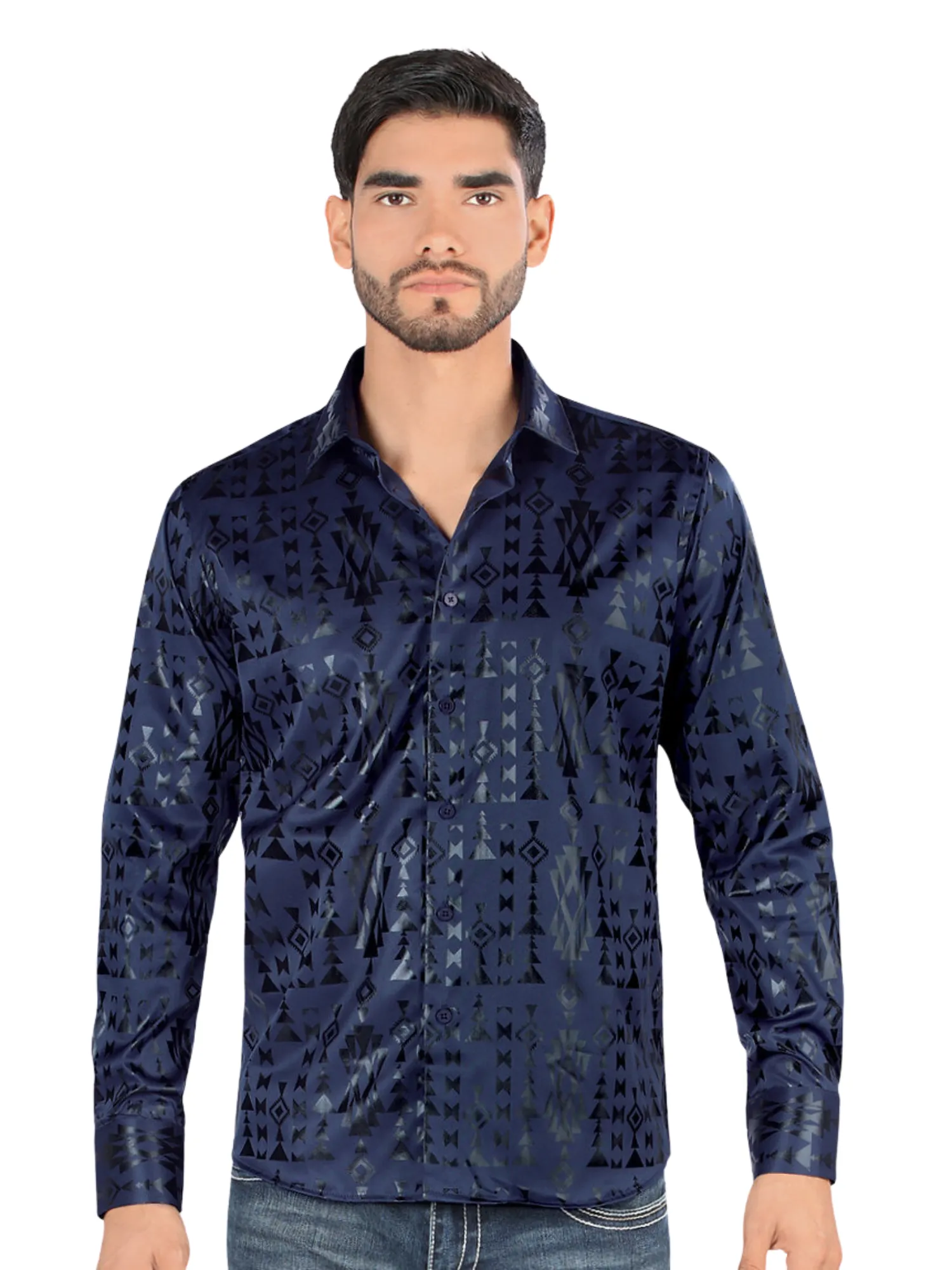 Camisa Casual Manga Larga Estampada para Hombre 'Montero' - ID: 0807