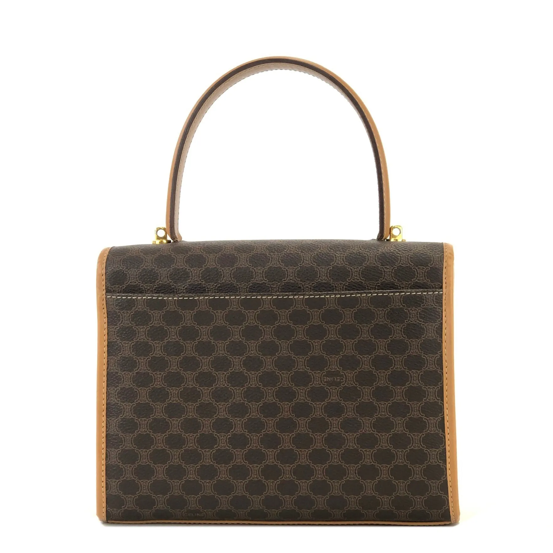 CELINE Macadam Circle logo Handbag Shoulder bag Brown Vintage Old CELINE nppexi