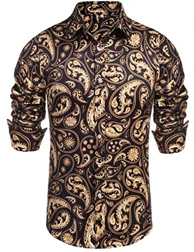 Daupanzees Mens Long Sleeve Fashion Luxury Design Print Dress Shirt at Amazon Menâs Clothing store: