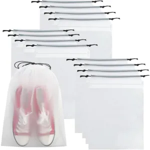 ECVV® 12PCS Shoe Bags for Travel, Transparent Shoe Organizers Pouch with Rope, Portable Drawstring Shoe Bags Shoe Storage Bags for Men and Women