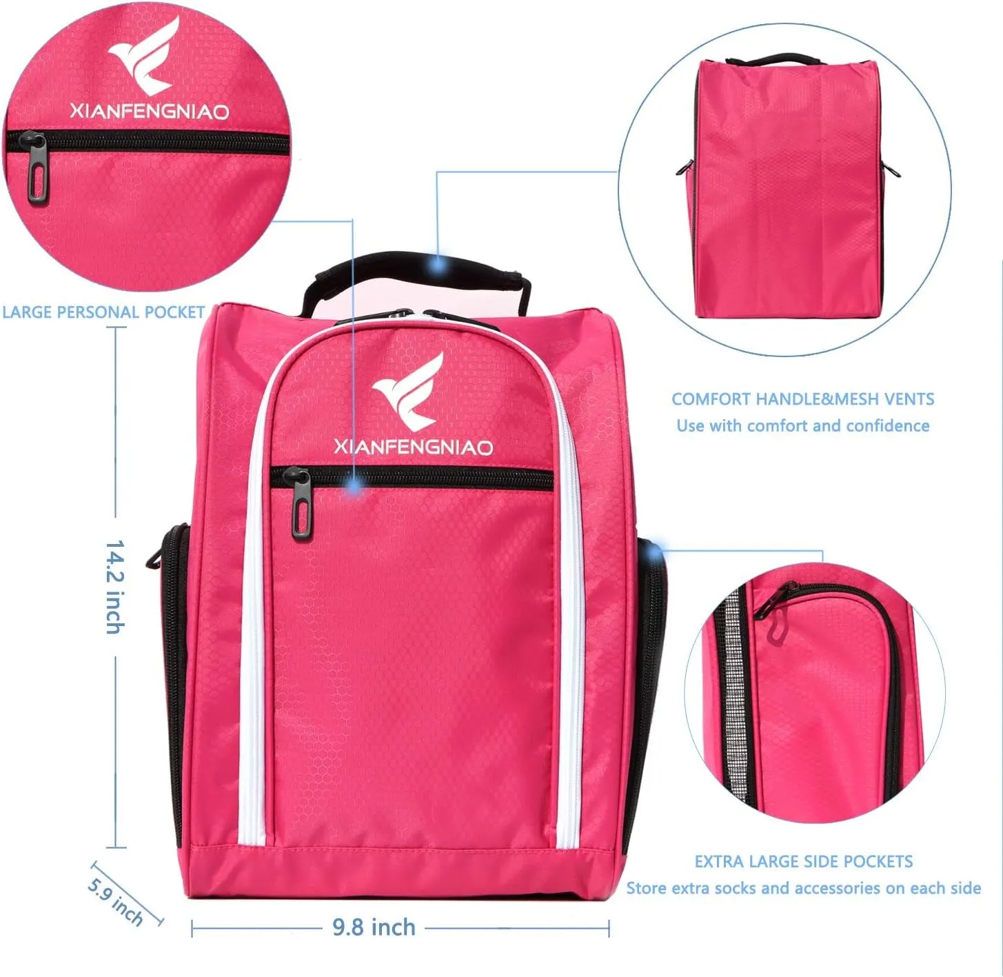 Free returns Bag Prompt response Golf Golf Bag and Shoe Women，Zippered Accessories(Red) Glove, Pockets Tees with Other 3 Carrier Golf and Balls, Golf Ventilation for External Shoe for Golf