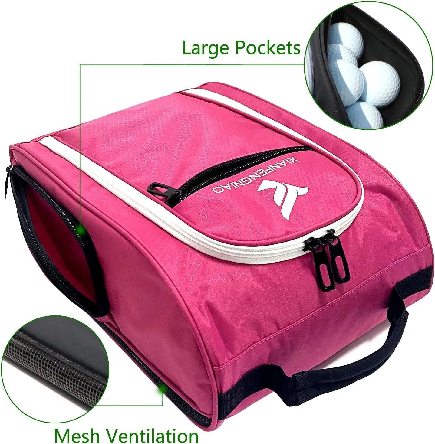 Free returns Bag Prompt response Golf Golf Bag and Shoe Women，Zippered Accessories(Red) Glove, Pockets Tees with Other 3 Carrier Golf and Balls, Golf Ventilation for External Shoe for Golf