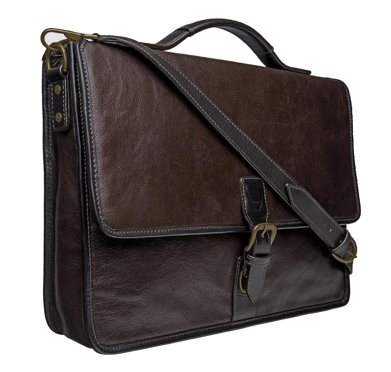 Harrison Buffalo Leather Laptop Briefcase