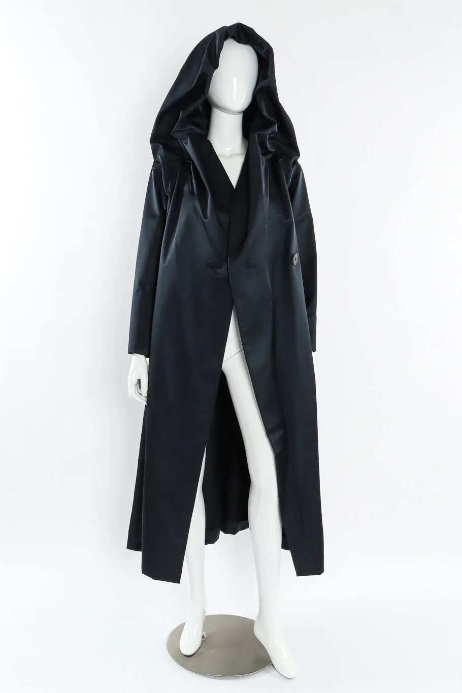 Hooded Satin Overcoat