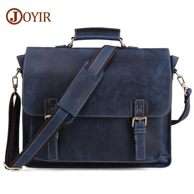 JOYIR 2020 Vintage Men's Genuine Leather Briefcase Crazy Horse Genuine Leather Messenger Male Laptop Bag Men Business Travel Bag