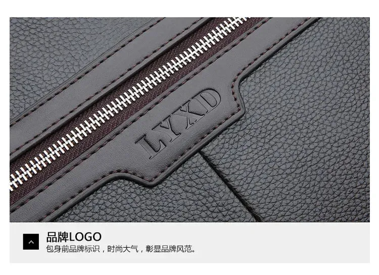 Men PU Leather Shoulder Fashion Business Bags Handbags Black Bag Men for Document Leather Laptop Briefcases Bag