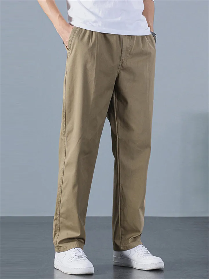 Men's Simple Style All Match Cotton Straight Leg Casual Pants