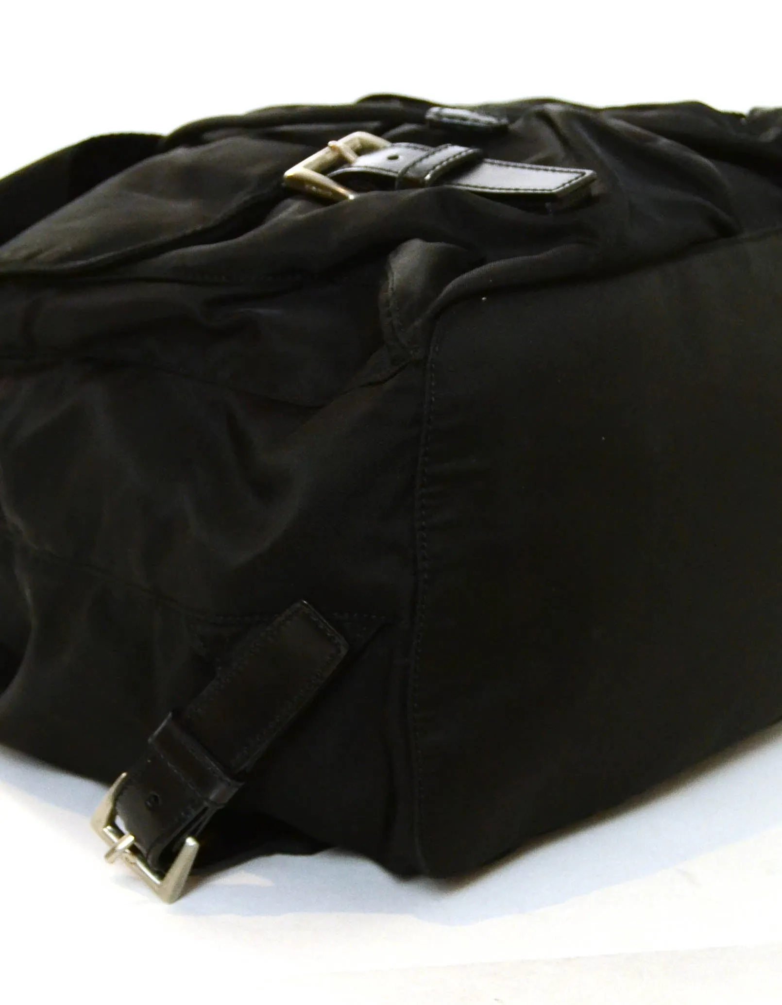 Prada Black Nylon Double Buckle Pocket Backpack Bag
