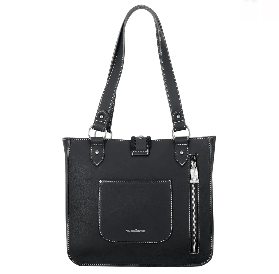 TR136G-8260 Trinity Ranch Hair On Cowhide Collection Concealed Carry Tote-Black