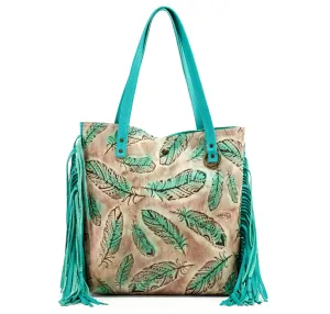 Trisha - All Embossed w/ Turquoise Feathers