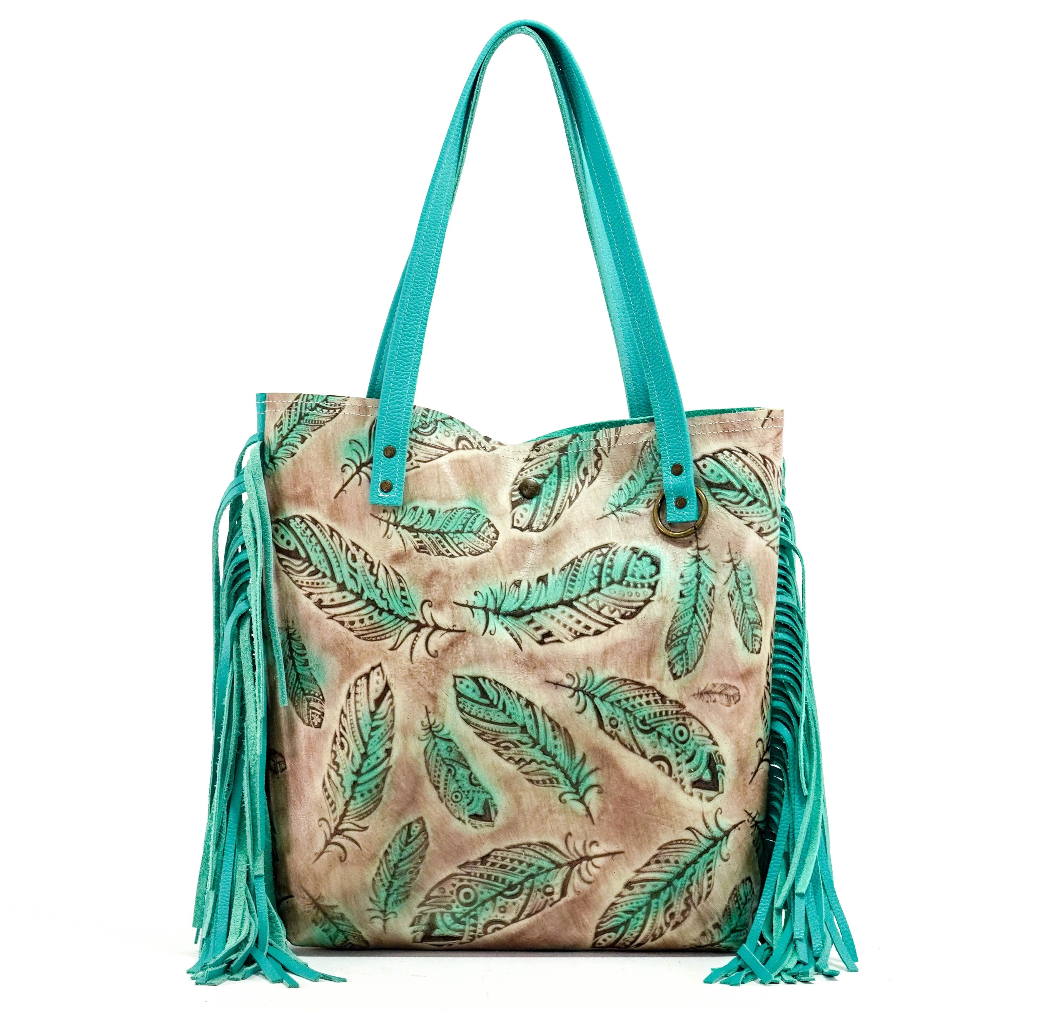 Trisha - All Embossed w/ Turquoise Feathers