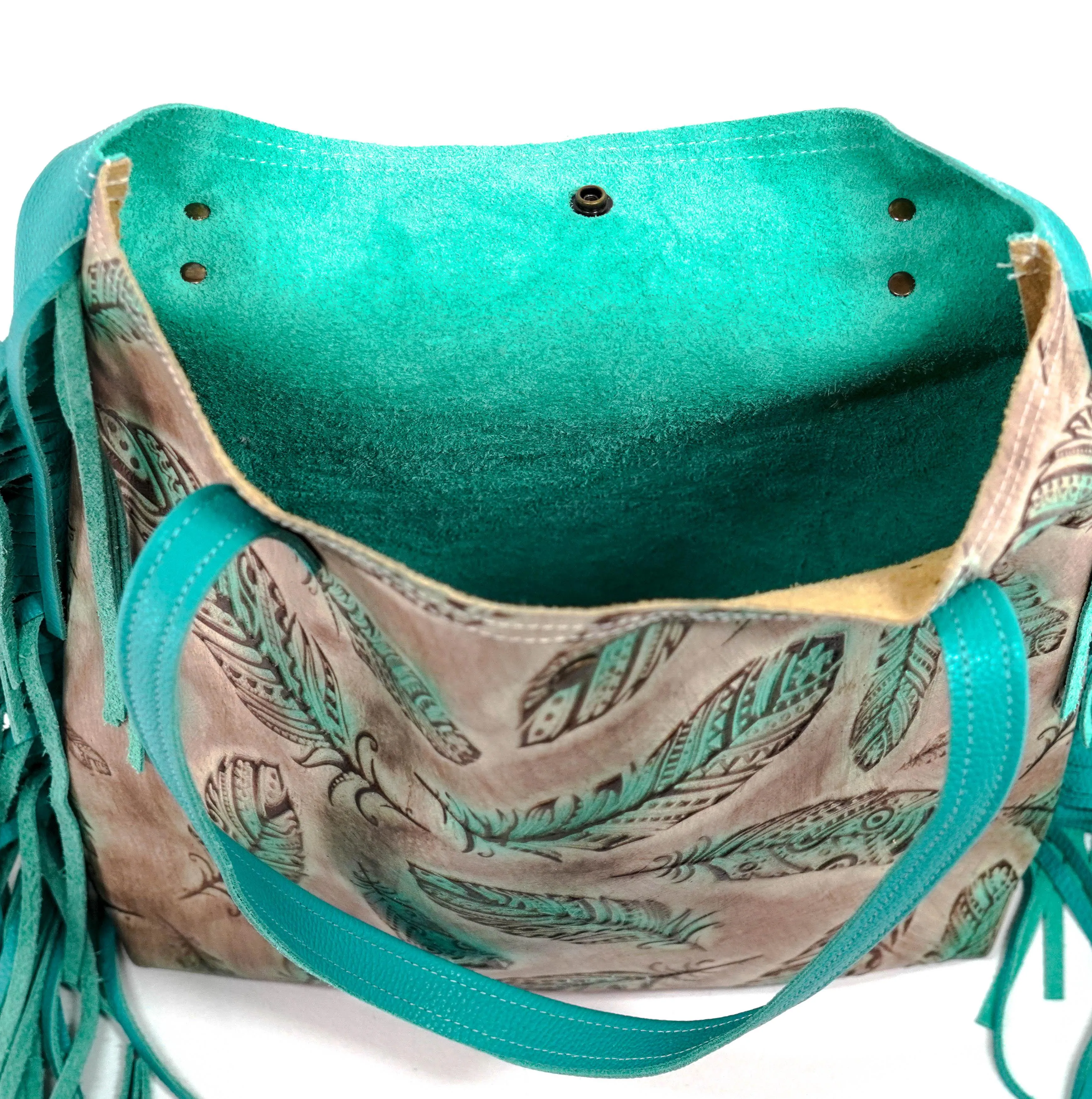 Trisha - All Embossed w/ Turquoise Feathers