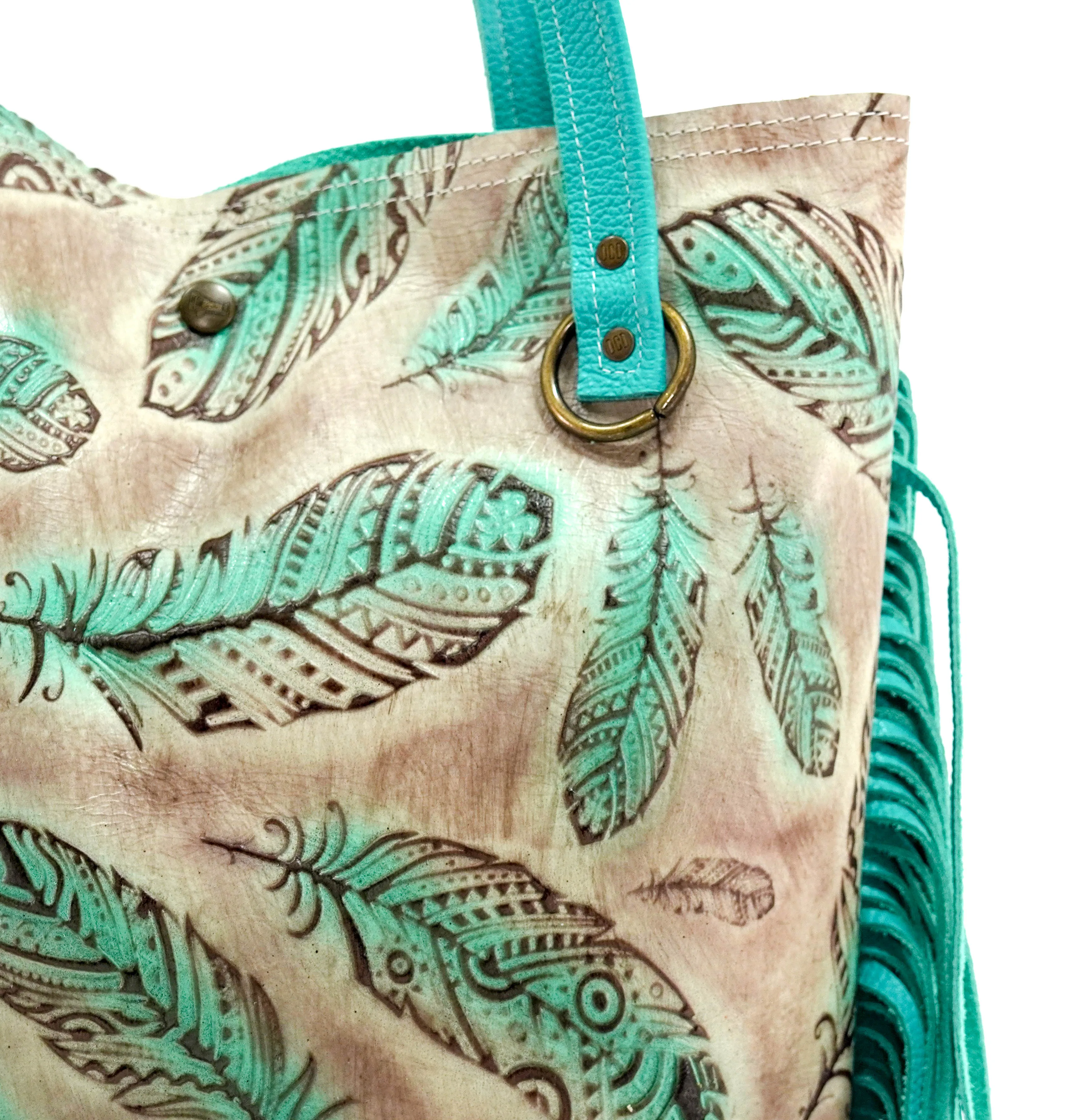 Trisha - All Embossed w/ Turquoise Feathers