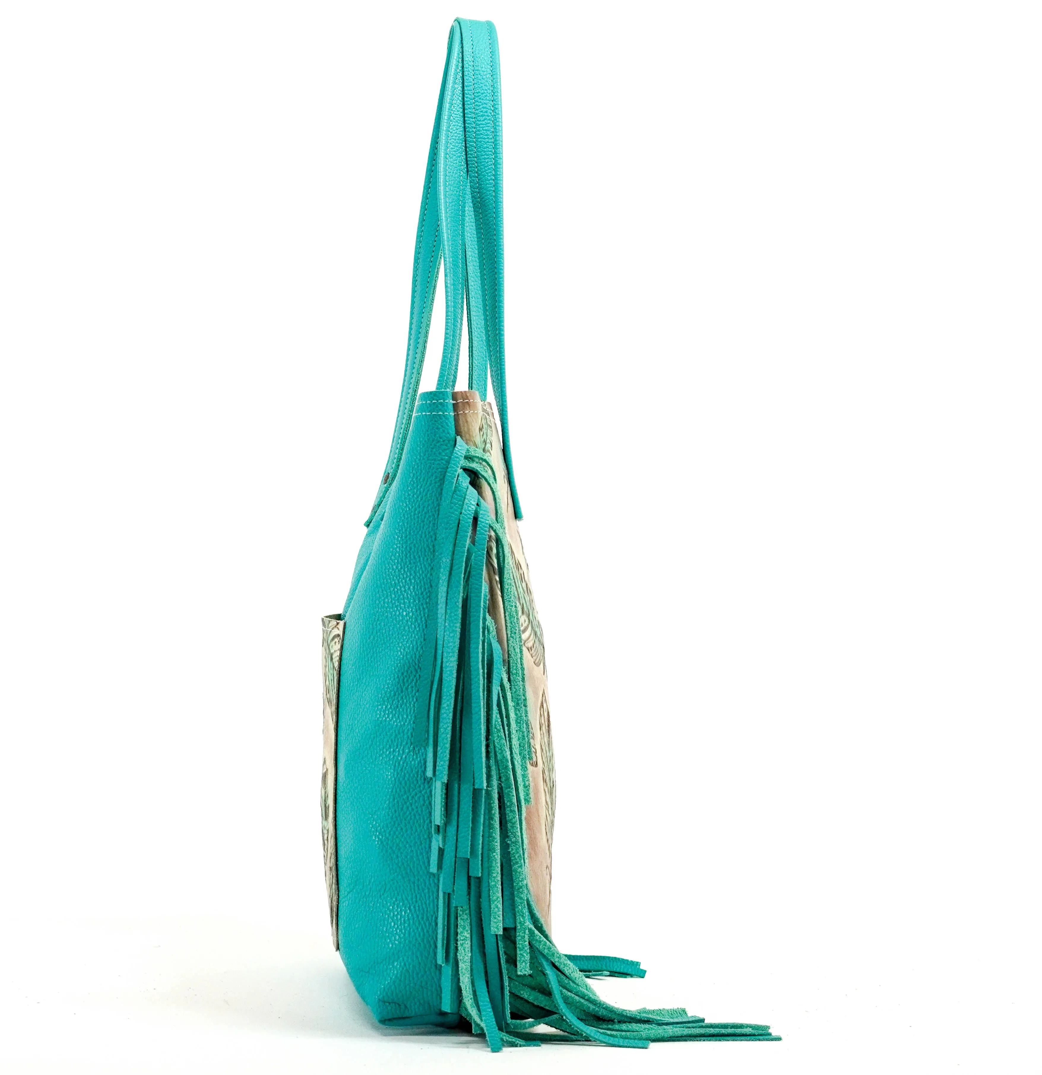 Trisha - All Embossed w/ Turquoise Feathers