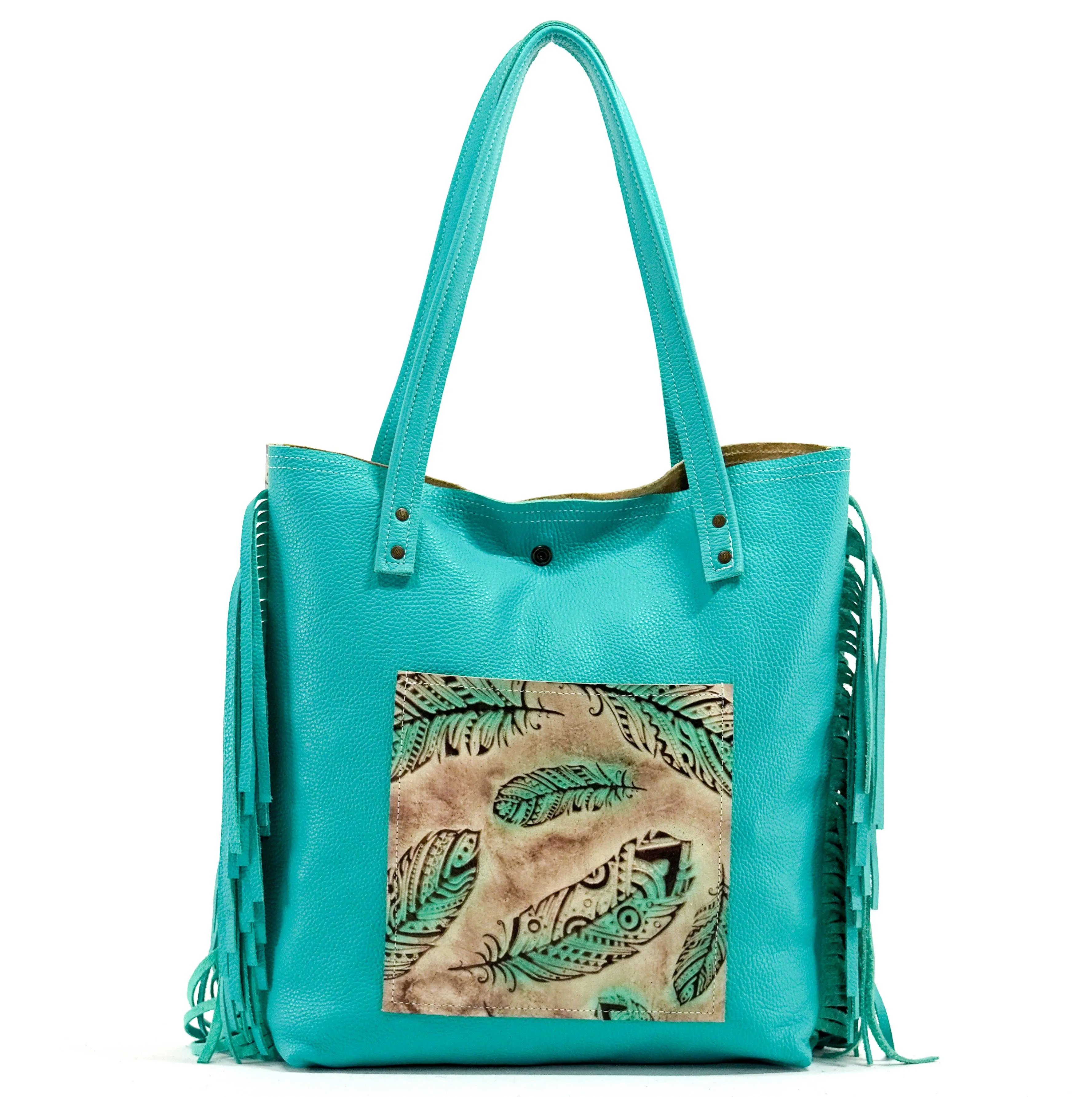 Trisha - All Embossed w/ Turquoise Feathers