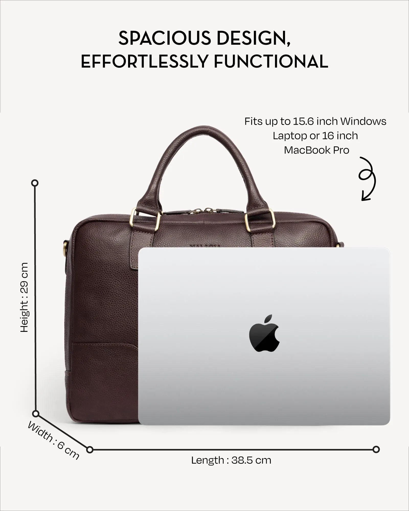 Wall Street Slim Laptop Bag- Cinnamon Brown