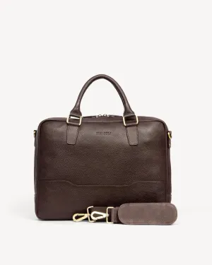 Wall Street Slim Laptop Bag- Cinnamon Brown