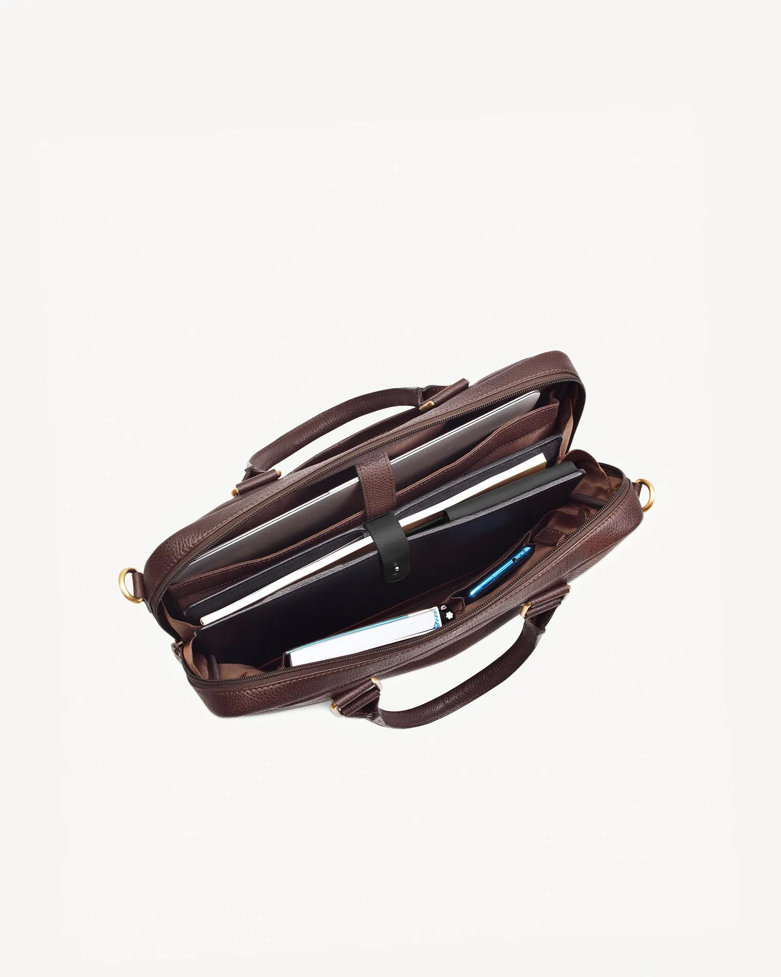 Wall Street Slim Laptop Bag- Cinnamon Brown
